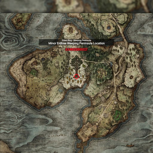 Elden Ring Minor Erdtree Weeping Peninsula Guide Bosses Items Materials   Where To Find Minor Erdtree Weeping Peninsula Map 